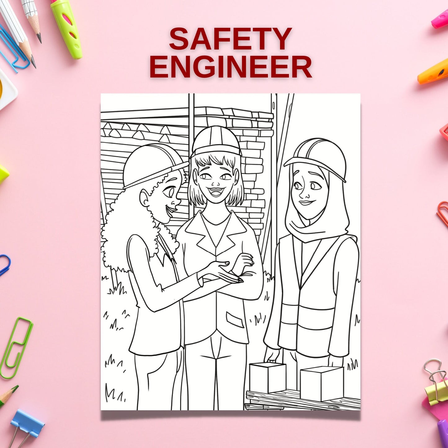 Safety Engineer Kids Coloring Page, Women in STEM Activity, STEM Activity, Classroom Resource, Career Exploration